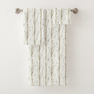 Green Brown Trees   Bath Towel Set