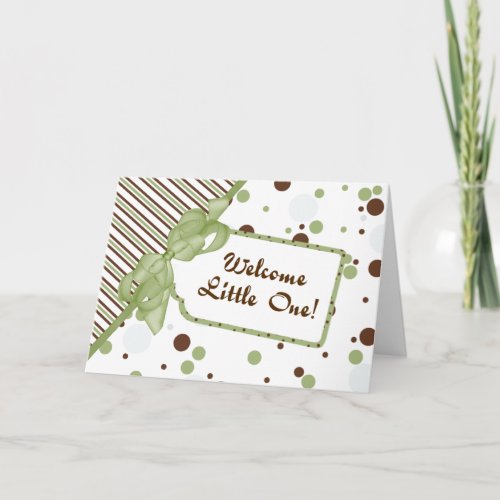 Green  Brown Welcome Little One Congrats Card