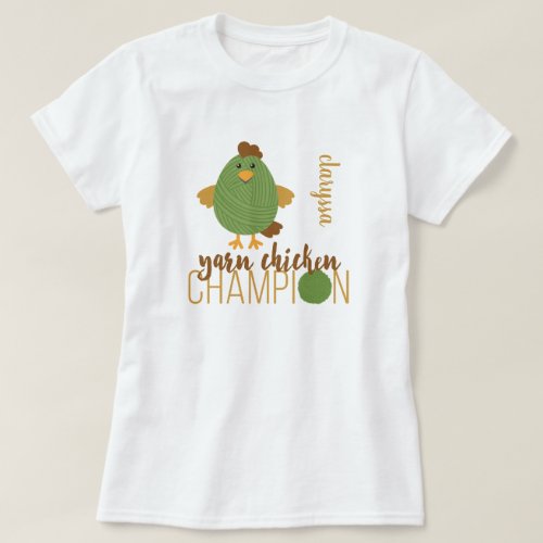 Green  Brown Yarn Chicken Champion T_Shirt