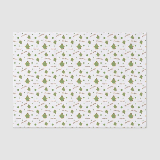 Green & Brown Yarn Chicken Patterned Tissue Paper (Front)