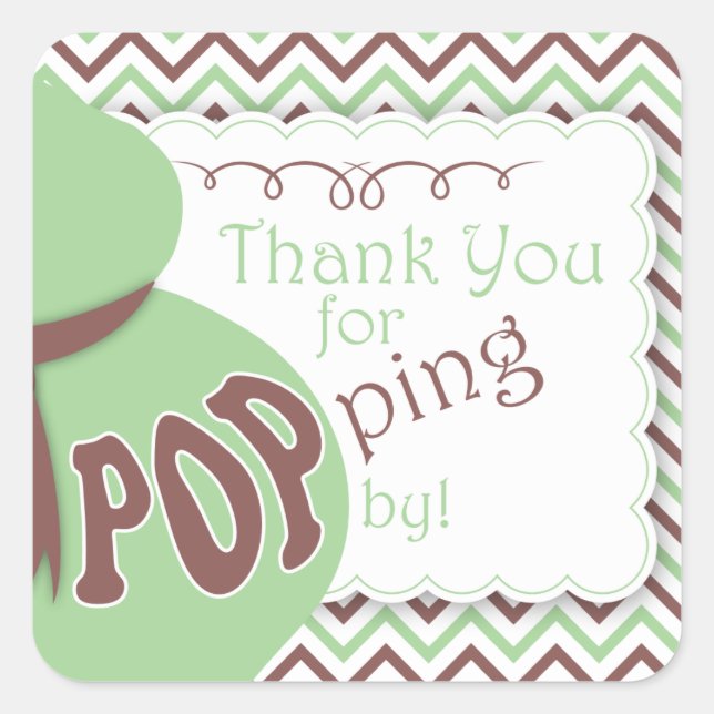 Green/BrownBelly Bump Baby Shower Favor Stickers (Front)