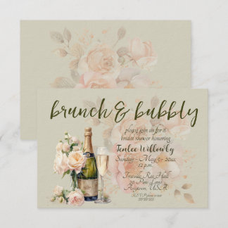Green Brunch & Bubbly Wedding Shower Invitation