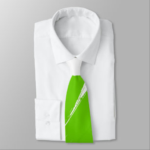 Green Brush Modern White Background Neck Tie