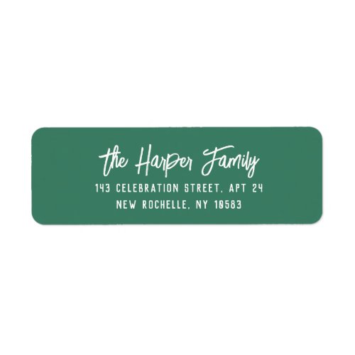 Green Brush Script Personalized Return Address Label