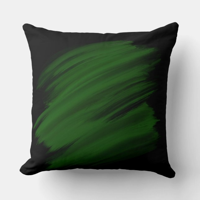 Green Brush Strokes  Throw Pillow (Front)