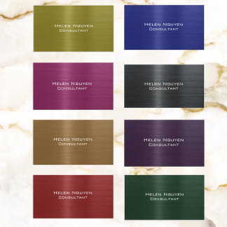 Green Brushed Metal Metallic Stainless Steel Business Card