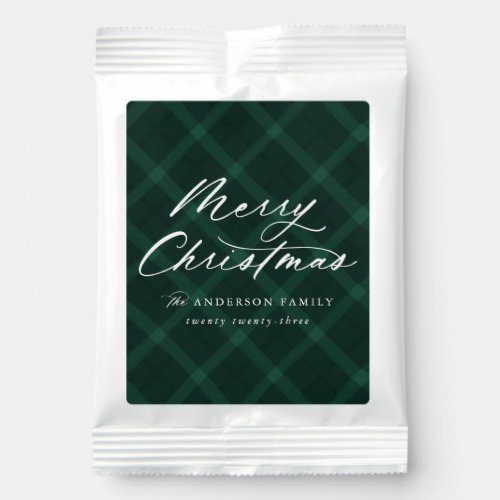 Green Brushed Plaid Merry Christmas Hot Chocolate Drink Mix