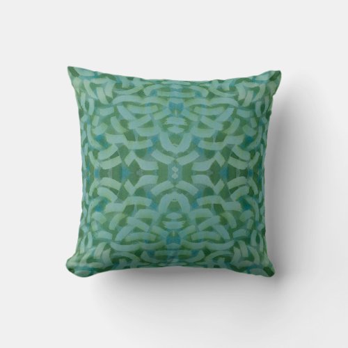 Green Brushstrokes Abstract Pillow