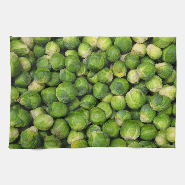 Green Brussels sprout vegetable pattern Towel (Horizontal)