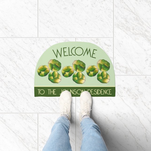 Green Brussels Sprouts British Christmas Festive Doormat (Indoor)