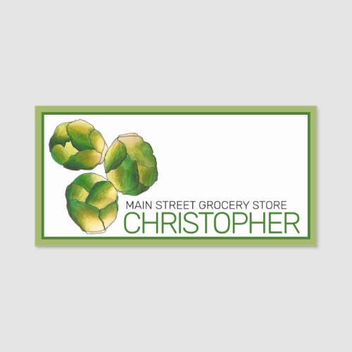 Green Brussels Sprouts Vegetable Veggie Food Name Tag