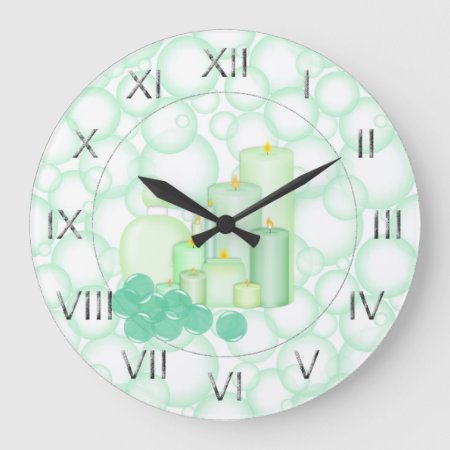 Green Bubble Candle Bathroom Large Clock