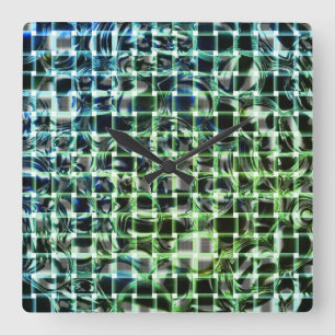 Green bubble or ball under greenish crossed stripe square wall clock