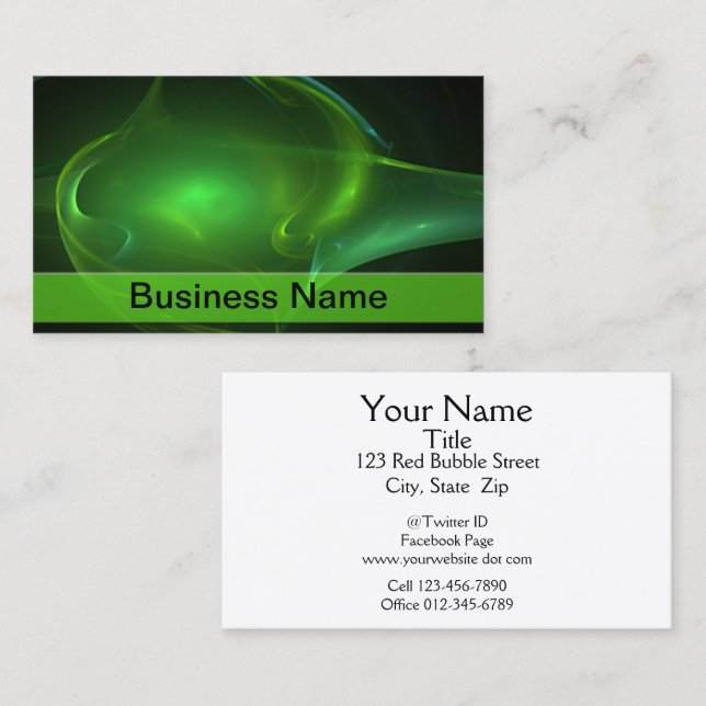 Green Bubble Streak Artwork Business Card (Front/Back)