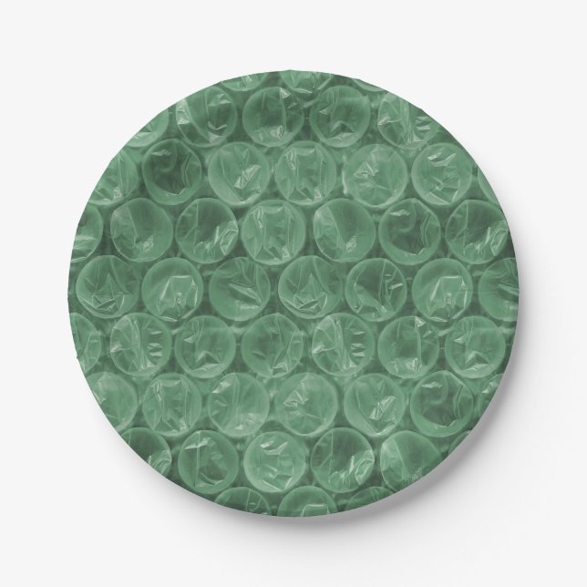 Green bubble wrap pattern paper plates (Front)