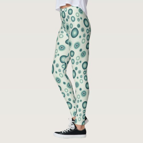 Green Bubbles Geometric Circles Pattern Leggings