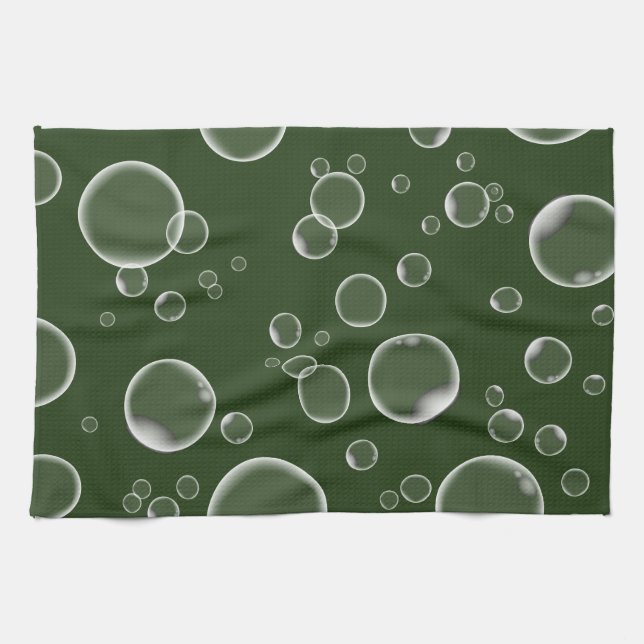 Green Bubbles Kitchen Towel Home Decor (Horizontal)
