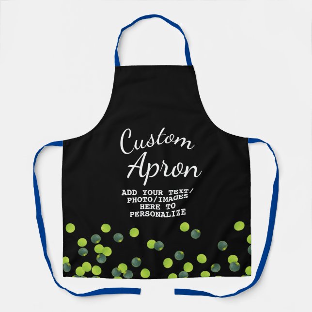 Green Bubbles on Black Premium Custom Personalized Apron (Front)