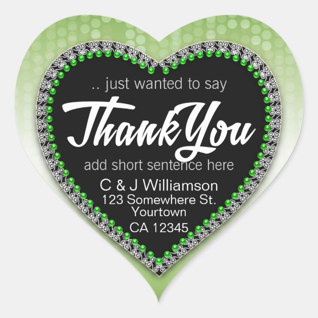 Green Bubbles Thank You Heart Shape Stickers | Zazzle.com