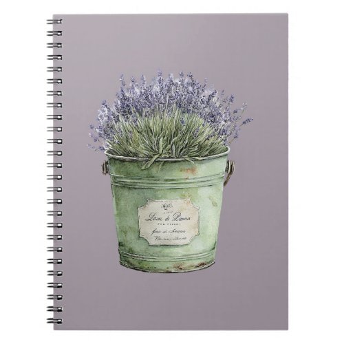 Green Bucket Lavender Flowers Notebook