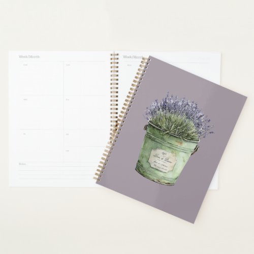 Green Bucket Lavender Flowers Planner