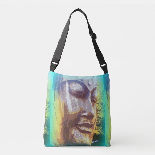 green Buddha faces Crossbody Bag (Front)