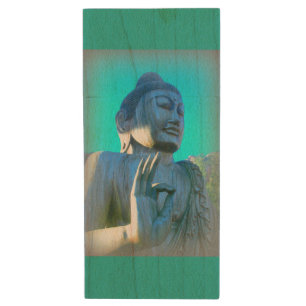 green buddha wood USB flash drive