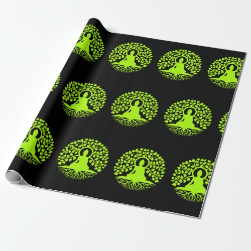 green buddha wrapping paper