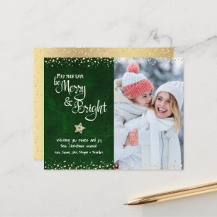 Green Budget Photo Days Merry Bright Script Card