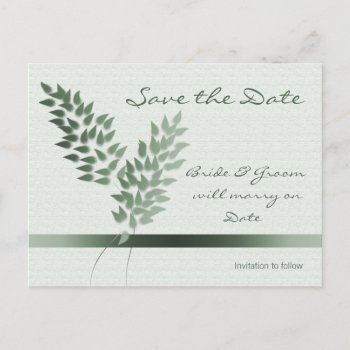 Green Buds Save The Date Postcard by AJsGraphics at Zazzle