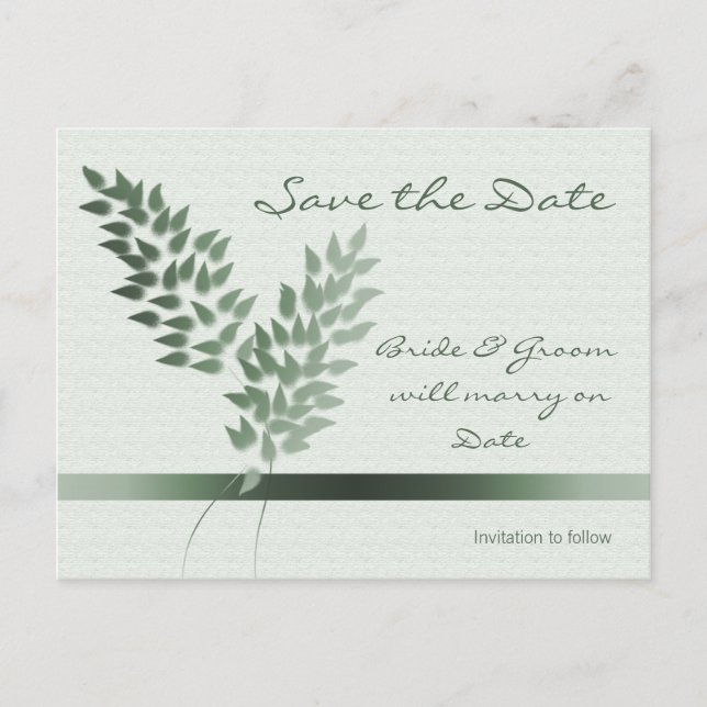 Green Buds Save the Date Postcard (Front)