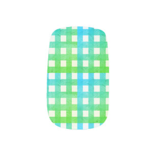 Green Buffalo Check Blue Plaid Gingham Minx Nail Art