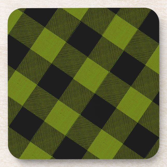Green Buffalo Check Garden Beverage Coaster (Front)