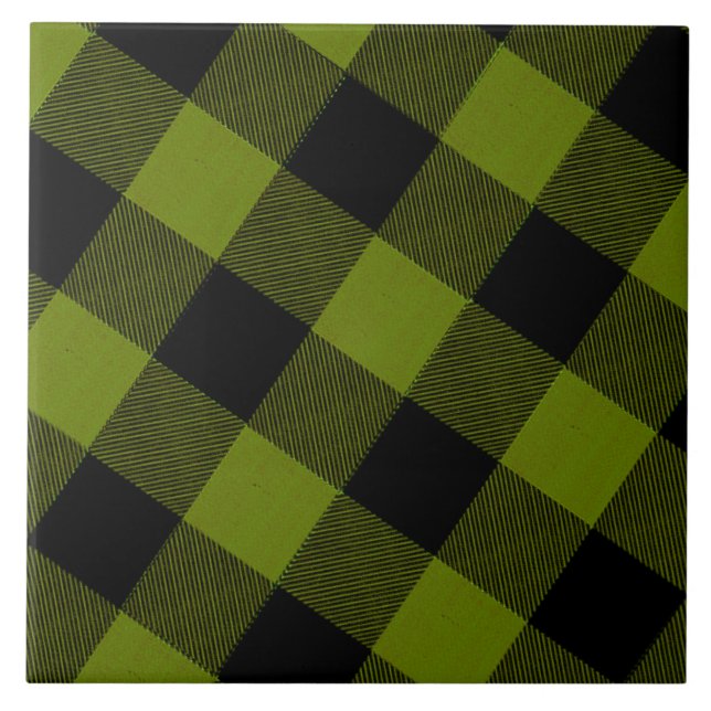 Green Buffalo Check Garden Ceramic Tile (Front)