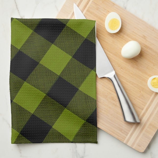 Green Buffalo Check Garden Kitchen Towel (Quarter Fold)