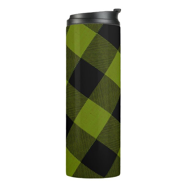 Green Buffalo Check Garden Thermal Tumbler (Rotated Left)