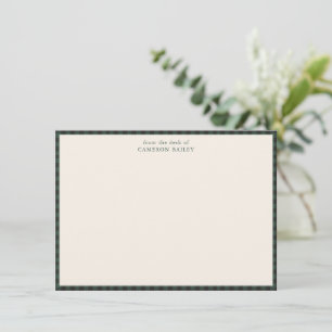Green Buffalo Check Personalized Stationery Note Card