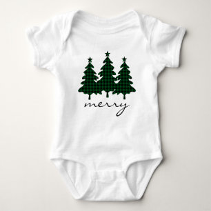 Green Buffalo Check Pine Trees Baby Bodysuit