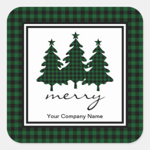 Green Buffalo Check Pine Trees Company Square Sticker
