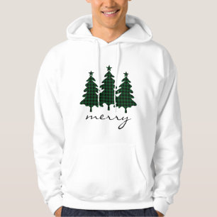 Green Buffalo Check Pine Trees Hoodie
