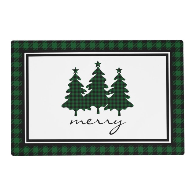 Green Buffalo Check Pine Trees Placemat (Front)