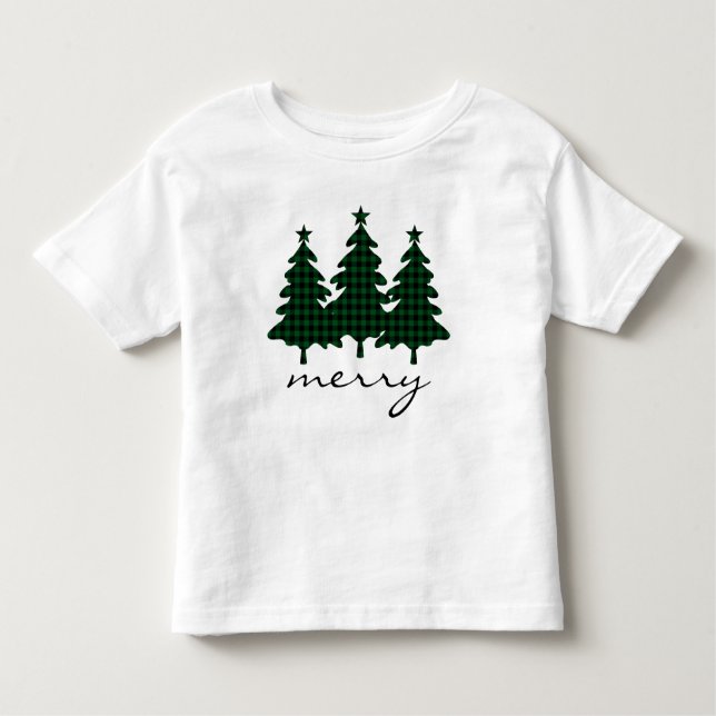 Green Buffalo Check Pine Trees Toddler T-shirt (Front)