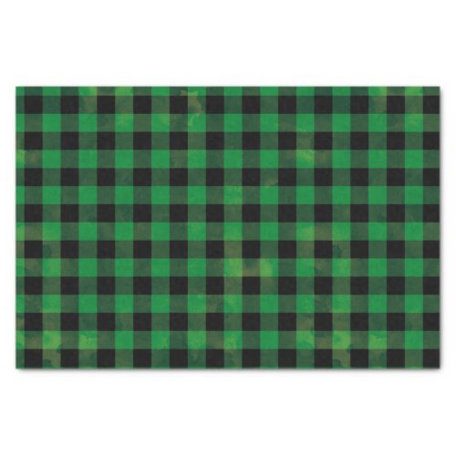 Green Buffalo Check with Wash Texture Tissue Paper