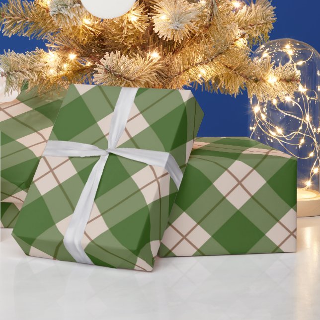 Green Buffalo Checks Christmas Wrapping Paper (Holidays)
