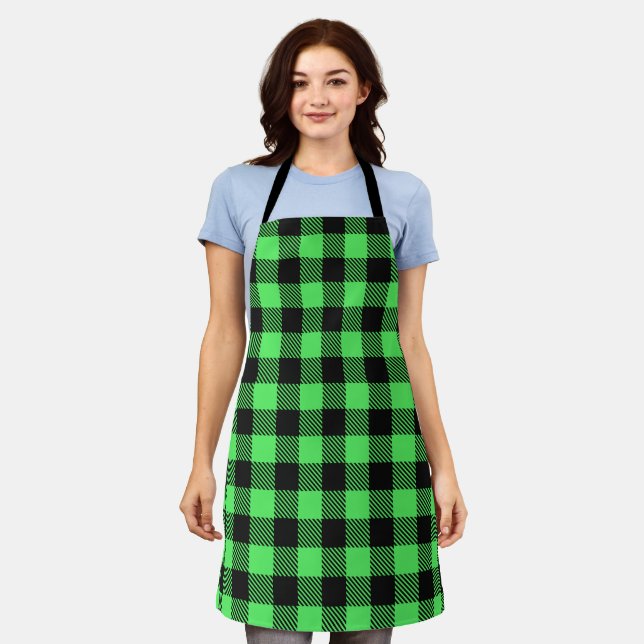 Green buffalo plaid Apron (Worn)