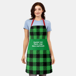 Green Buffalo Plaid Apron | Personalize Christmas