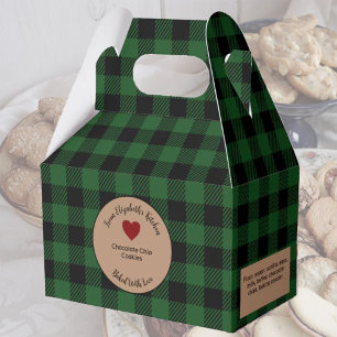 Green Buffalo Plaid Baked Gifts With Ingredients Favor Boxes