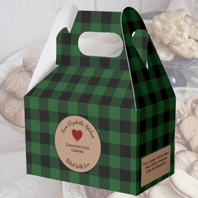Green Buffalo Plaid Baked Gifts With Ingredients Favor Boxes (Creator Uploaded)