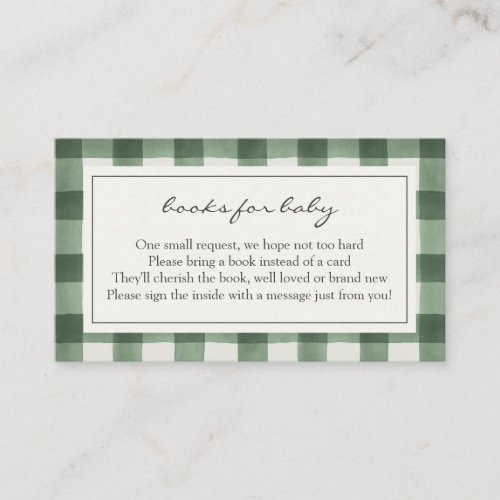 Green Buffalo Plaid Books for Baby Enclosure