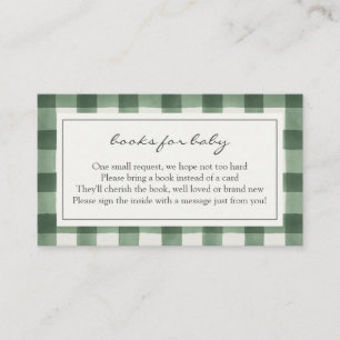 Green Buffalo Plaid Books for Baby Enclosure Card